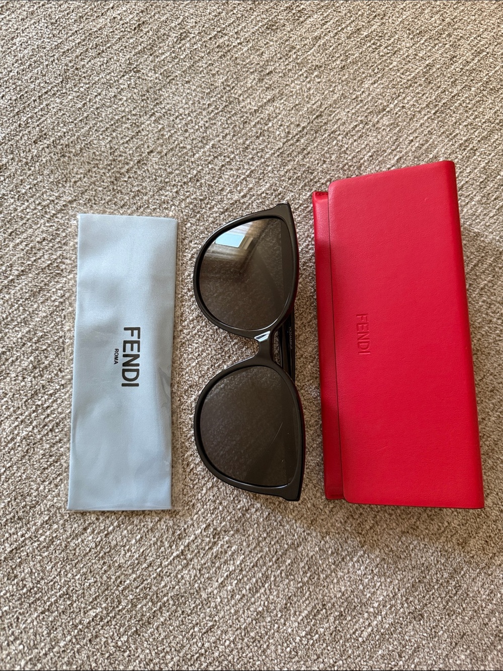 Fendi Sunglasses in Red Leather Long Wallet Clutch